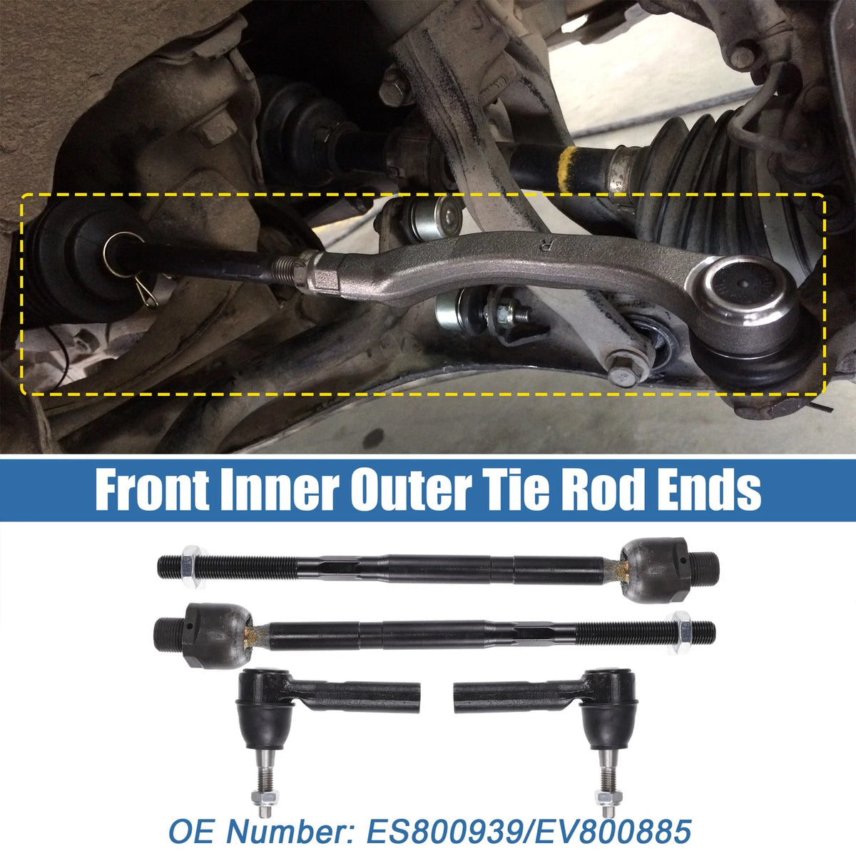 Set of 4 Front Inner Outer Tie Rod End Links Kit for Chevrolet Camaro (No. ES800939)