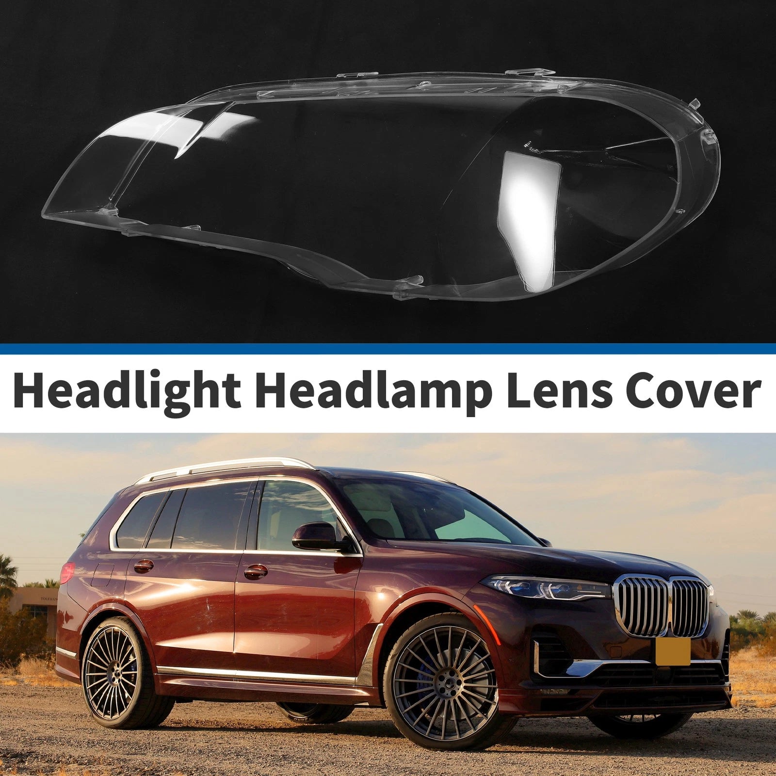 1 Pcs Headlight Lens Cover for BMW X5 E70 (2008–2013) PC Clear