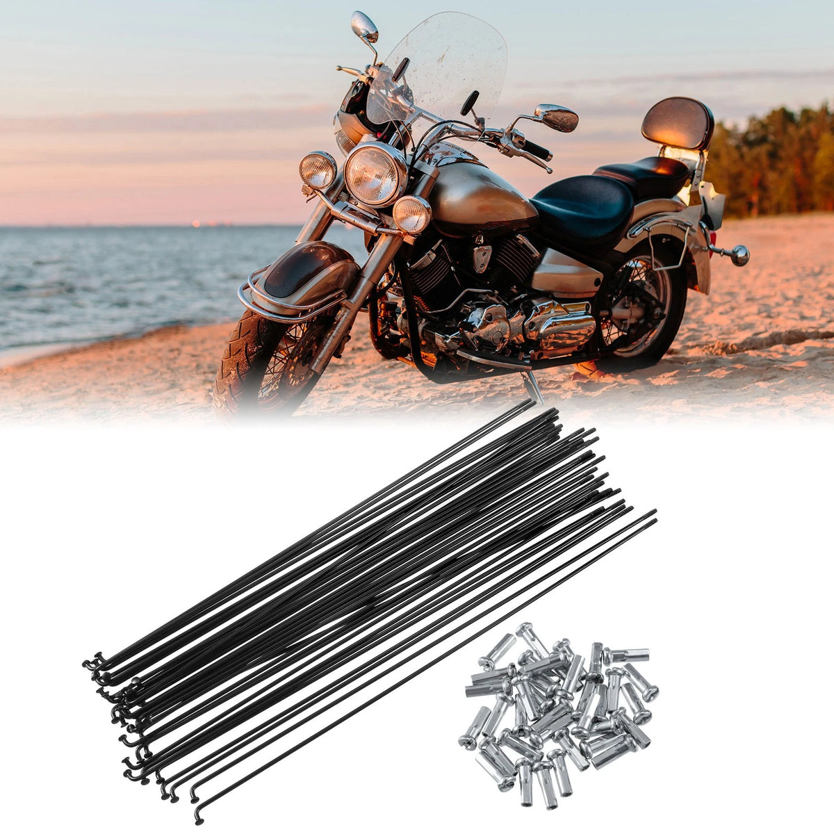 Bicycle Spokes Steel Replacement 14G 238mm with Nipples for Most Bikes