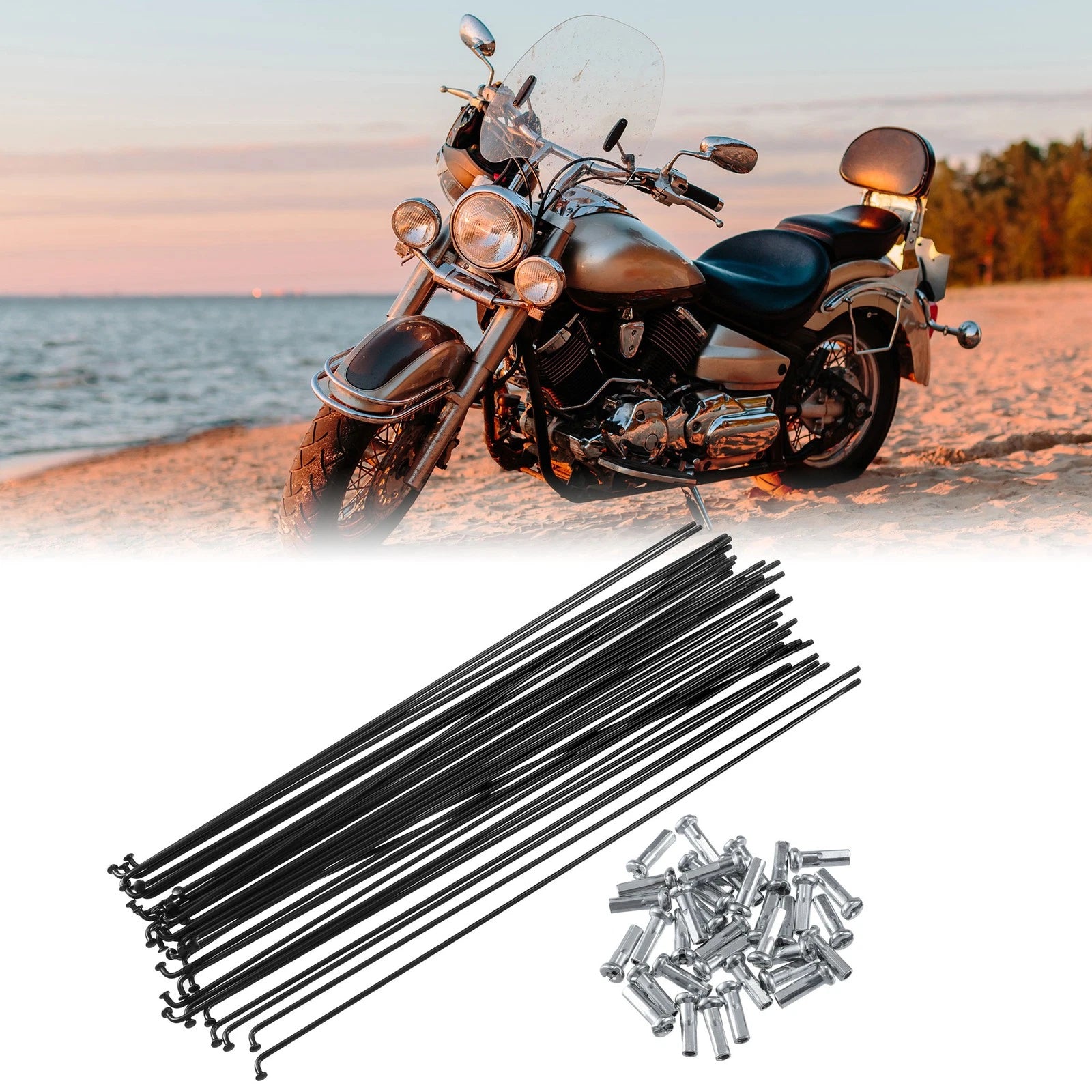 Bicycle Spokes Steel Replacement 14G 238mm with Nipples for Most Bikes