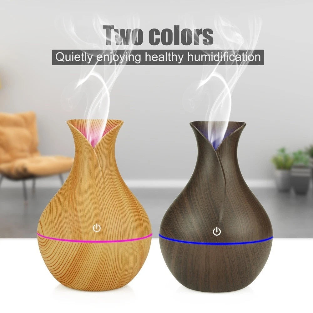 130ml Humidifier for Mini Desktop (USB, Quiet Operation, Wood Texture)