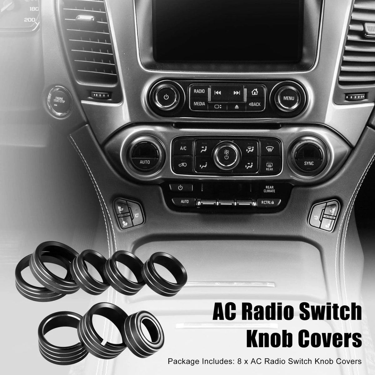AC Radio Switch Knob Cover Set for Chevy Silverado GMC Sierra (2014–2018)