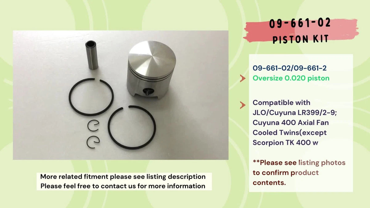 Piston Kit .020 + Ring for JLO LR399 Cuyuna Axial Fan Cooled 400 Twins