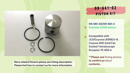 Piston Kit .020 + Ring for JLO LR399 Cuyuna Axial Fan Cooled 400 Twins