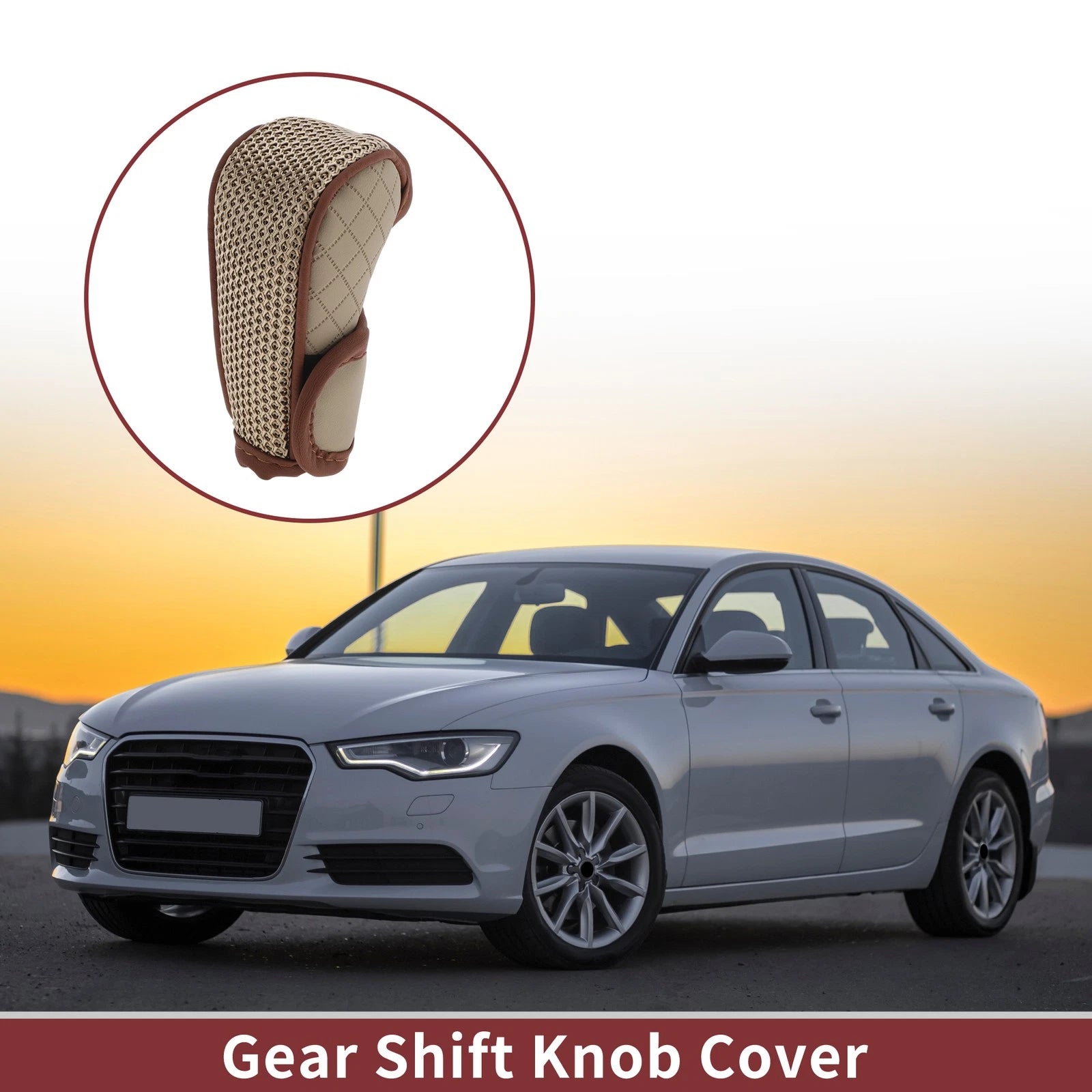 Gear Shift Knob Cover for Car SUV Hook and Loop Style Polyester PU