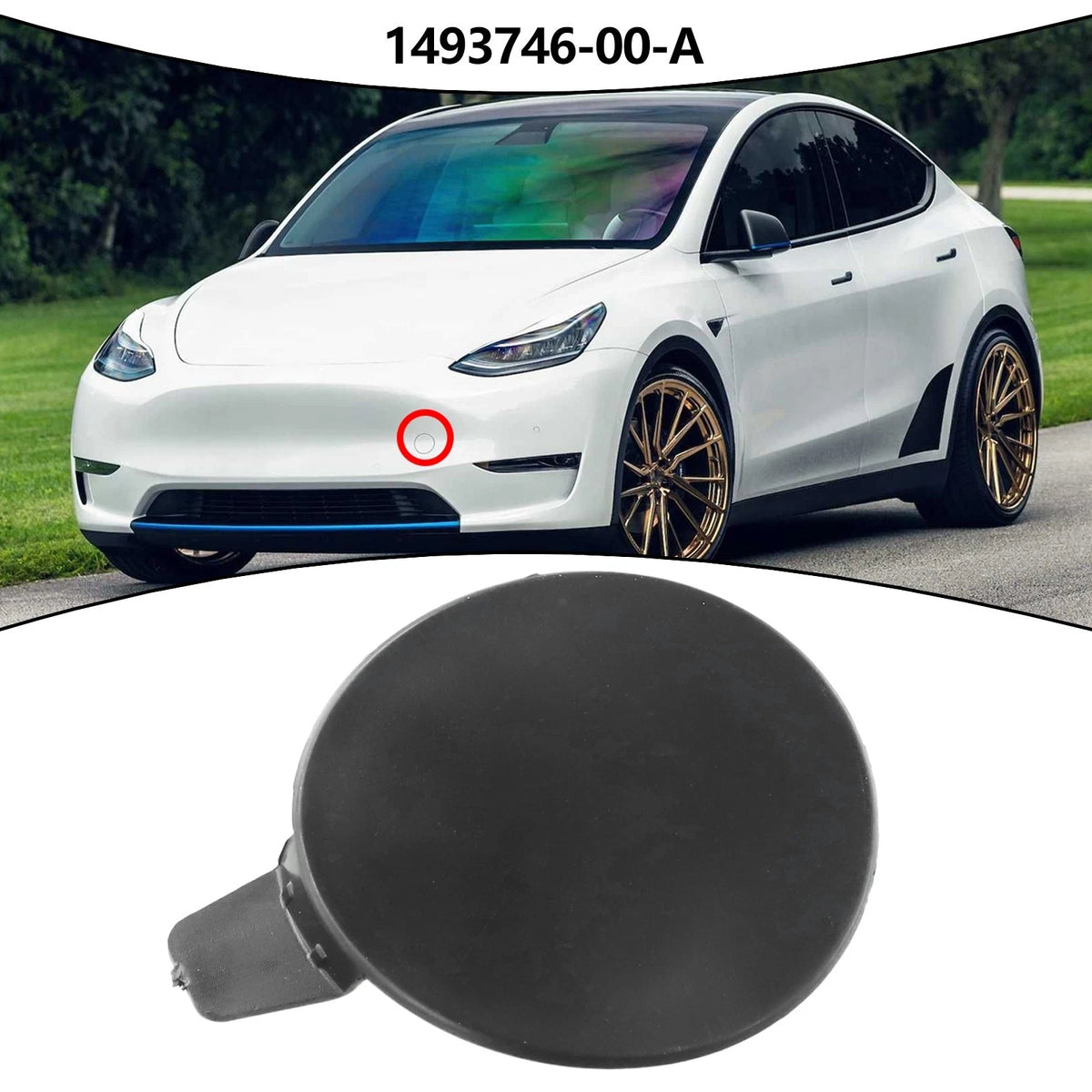 2021-2022 Front TOW CAP Tow Hook New Plastic Towing Eye Cover Cap Black
