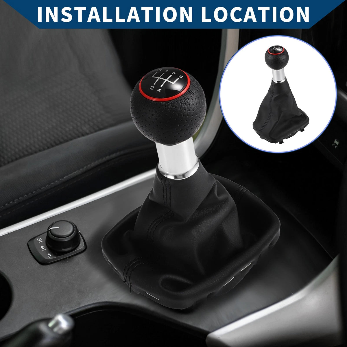5 Speed Gear Shift Knob with Dust Cover for Audi A3 (2000–2003) Black