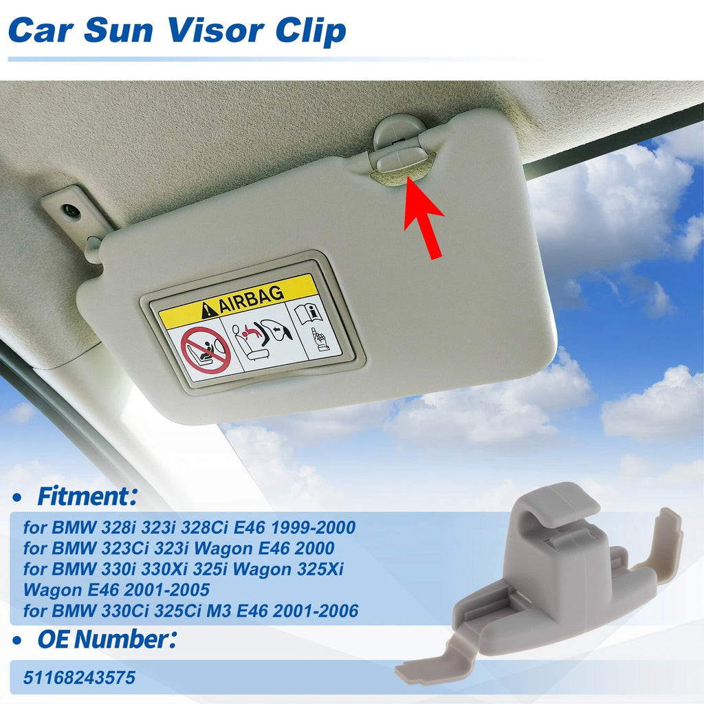 Sun Visor Clip Replacement for BMW 328i 323i 328Ci E46 (1999–2000)
