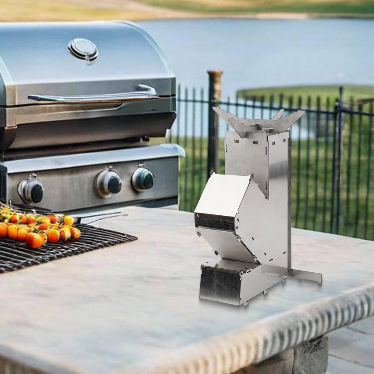 Foldable Camping Wood Stove for Outdoor Use (Collapsible, Stainless)