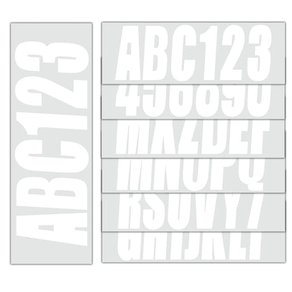 Set of 4 Decals A-Z & 0-9 for Boat Registration Stickers White