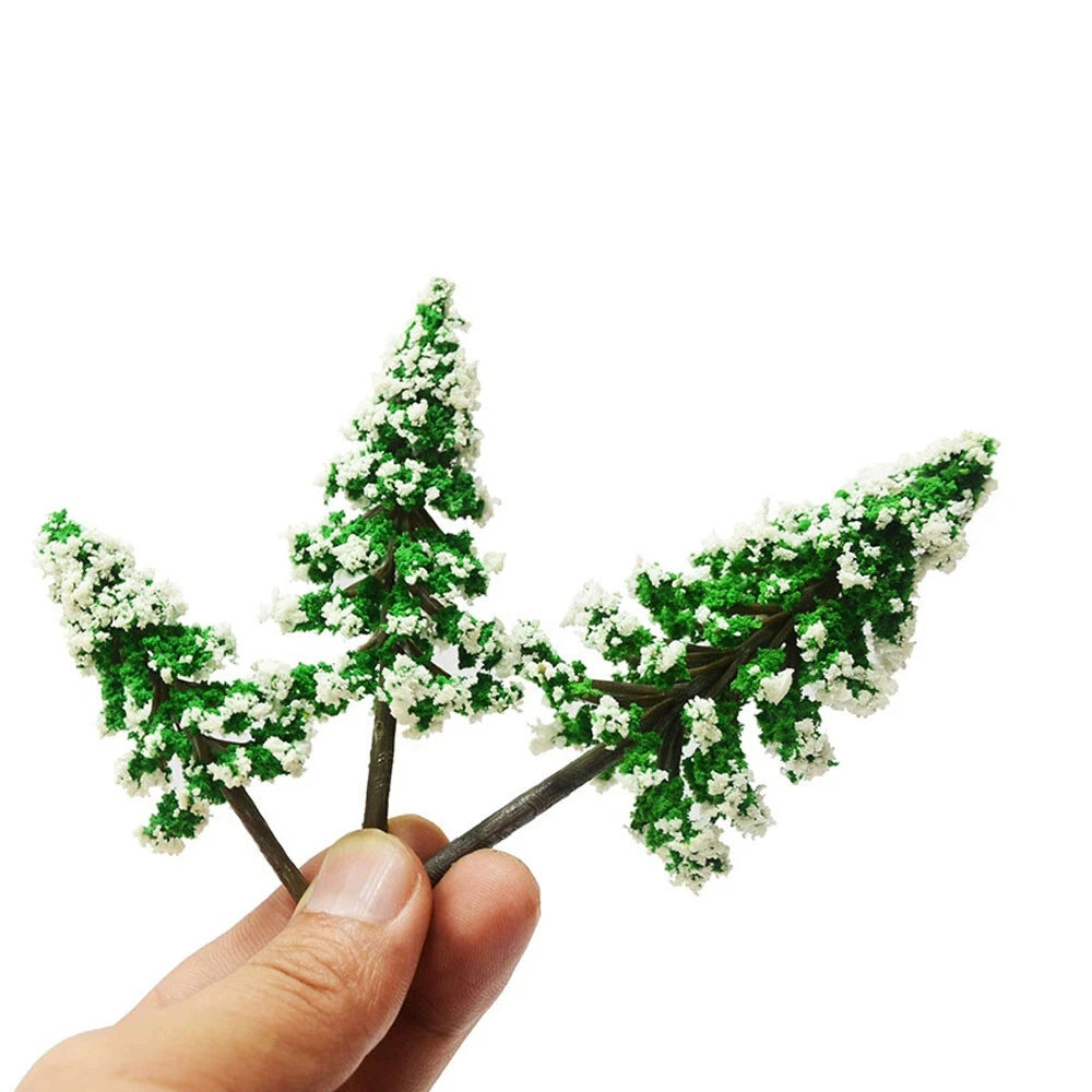 15Pcs Pine Model Trees for Diorama Train Railway Winter Scenery