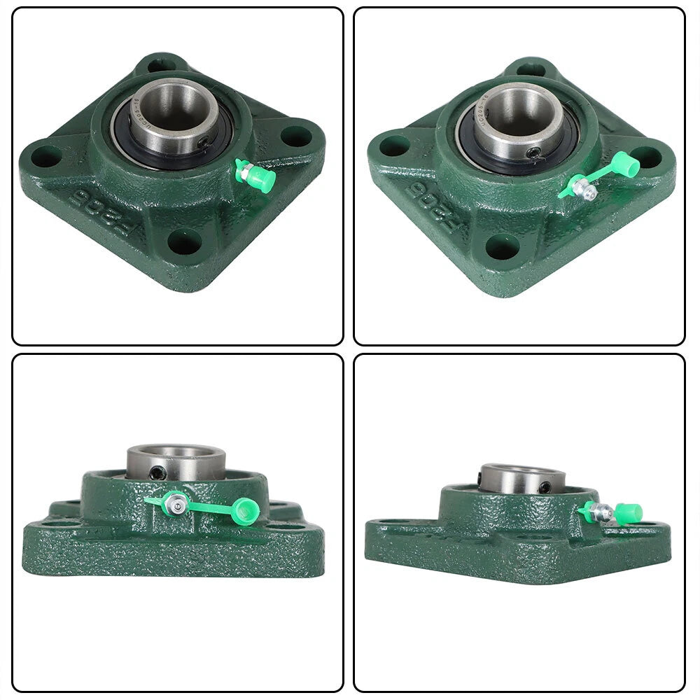 Set of 2 UCF208-24 Solid Pillow Block Flange Mounted Bearings 1" Bore
