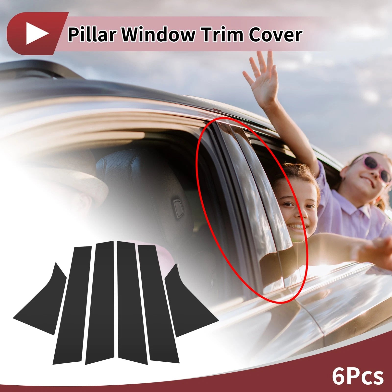 6 Pcs Door Pillar Window Trim Replacement for Honda Civic Hatchback (2016–2021)