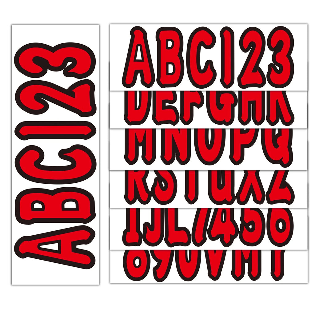 Set of 4 Red Custom Boat Registration Numbers Decal Stickers A-Z 0-9