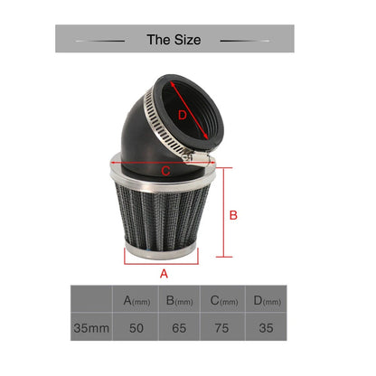 35mm Carb Air Filter Bent Adapter for Dirt Bike Motorcycle (30mm-34mm)