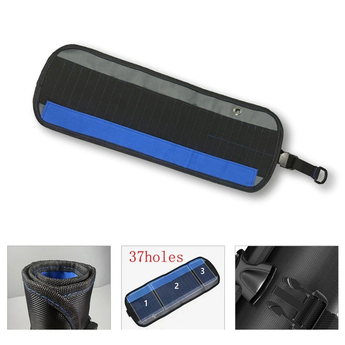 Drill Bit Storage Roll Up Organizer Bag with Reinforced Stitching