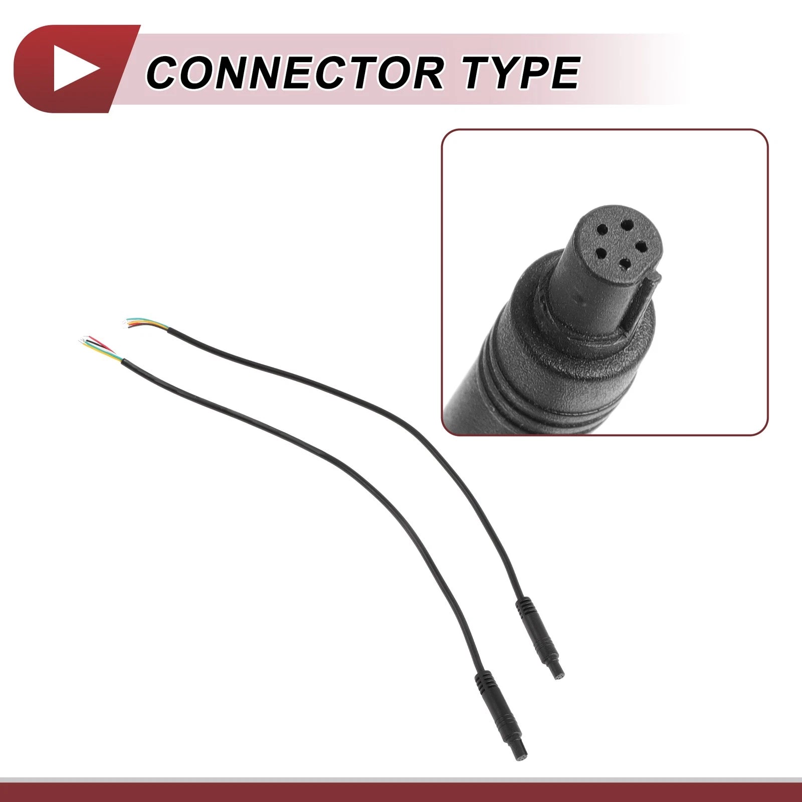 Set of 2 Reverse Rear View Parking Camera Video Cables 5Pin 0.98ft