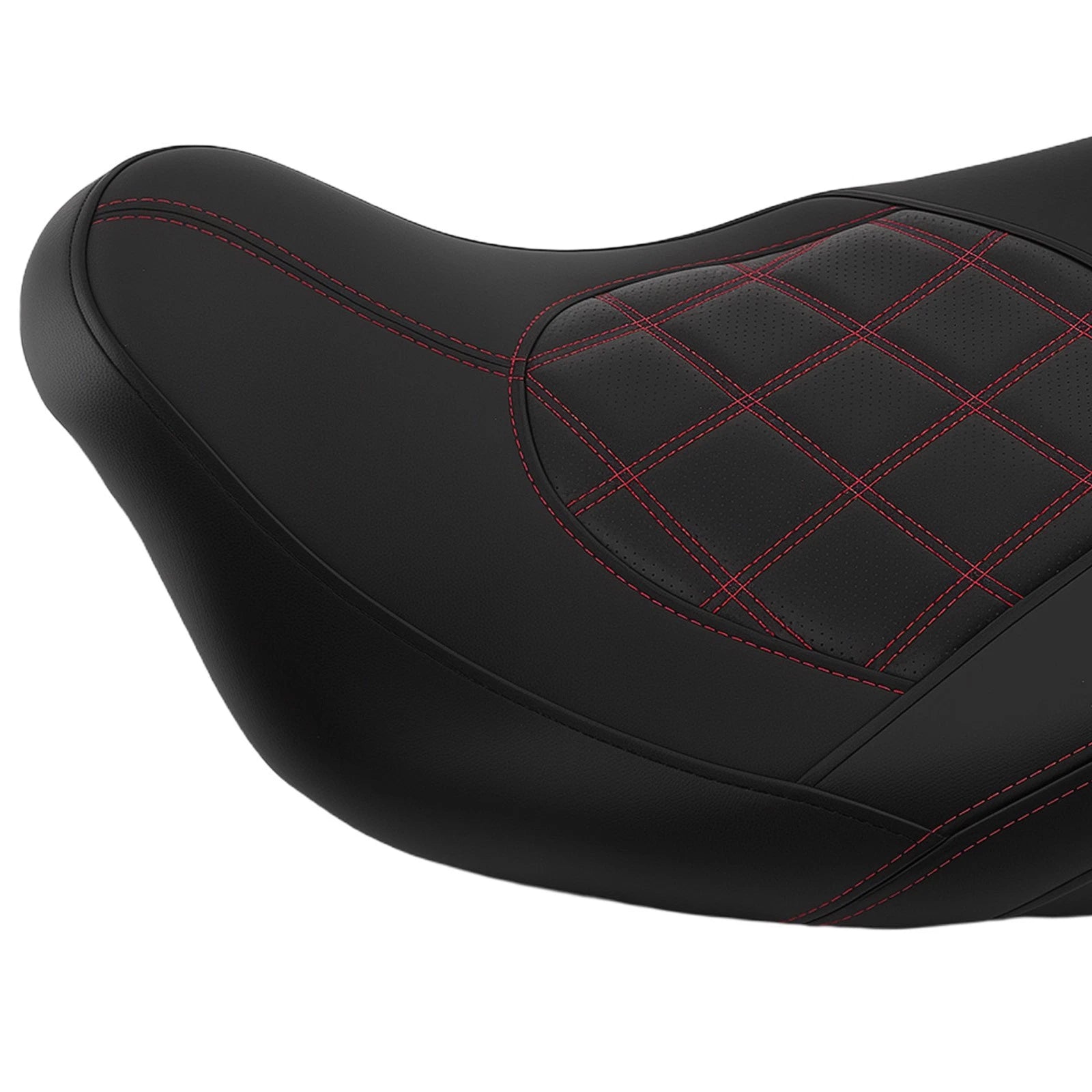 Black Seat for Harley Touring (2009–Present) Red Stitch Driver Passenger Front