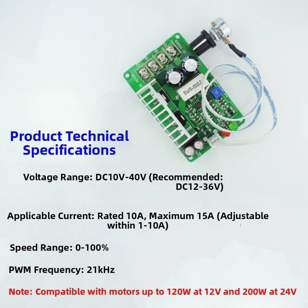 15A Motor Controller for DC Input 10V-40V (Adjustable Current Protection)