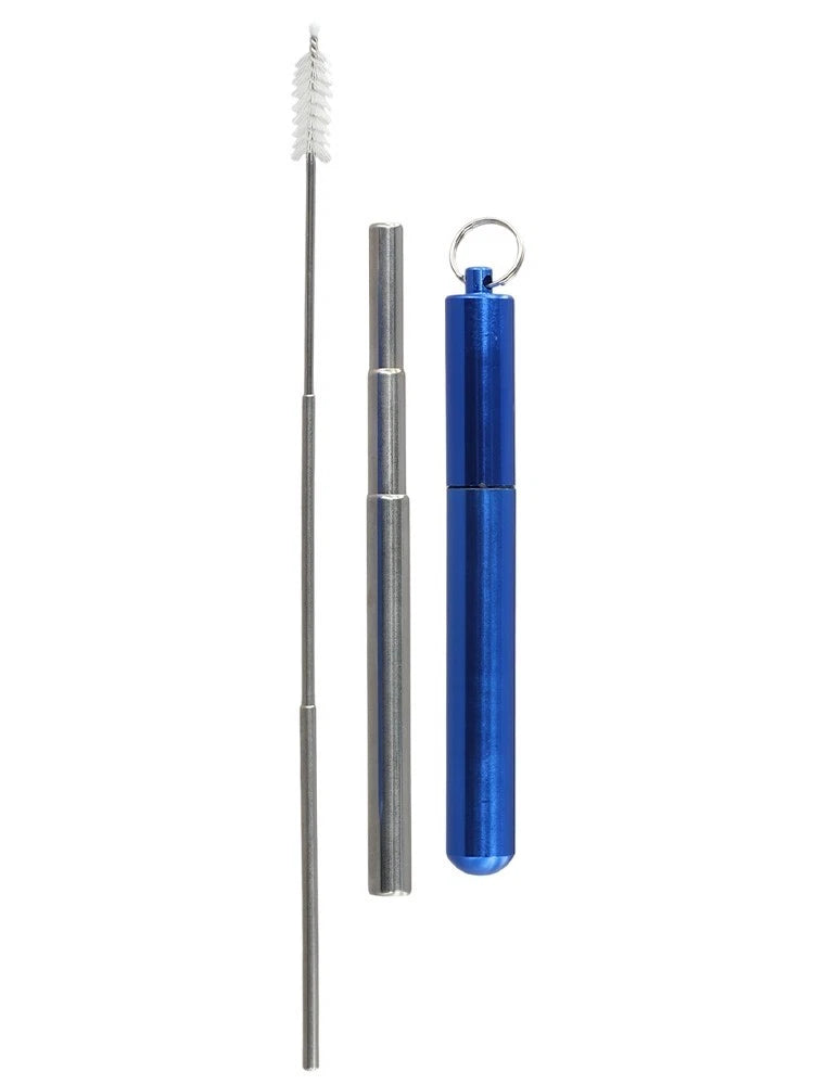 Retractable Metal Straw Kit with Keychain for Easy Carrying