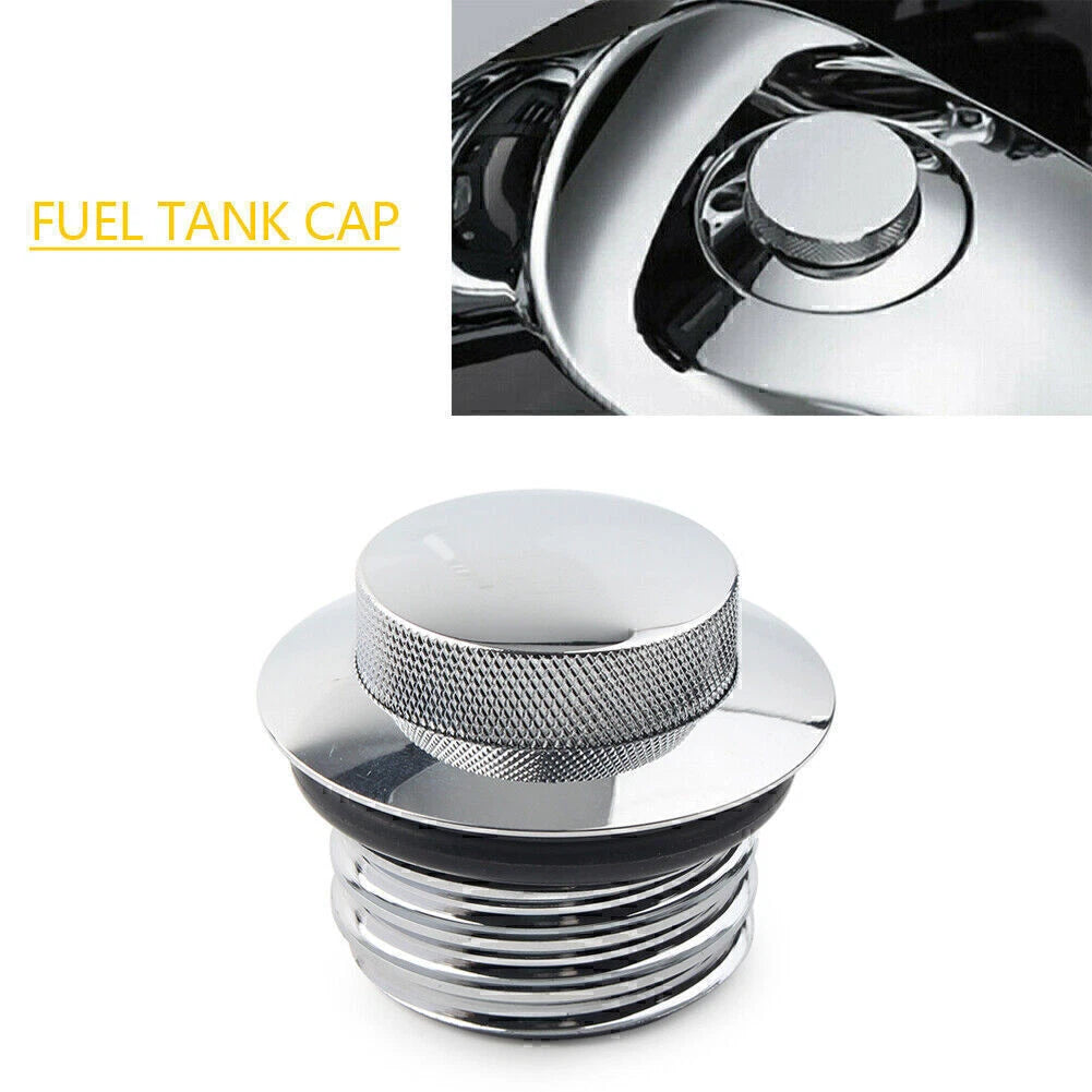 Flush Pop Up Reservoir Gas Cap for Harley (Vented, Aluminum, Chrome)