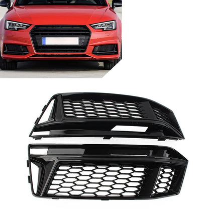 Honeycomb Fog Light Grille Cover for Audi A4 B9 S4 (2016–2018) Glossy Black