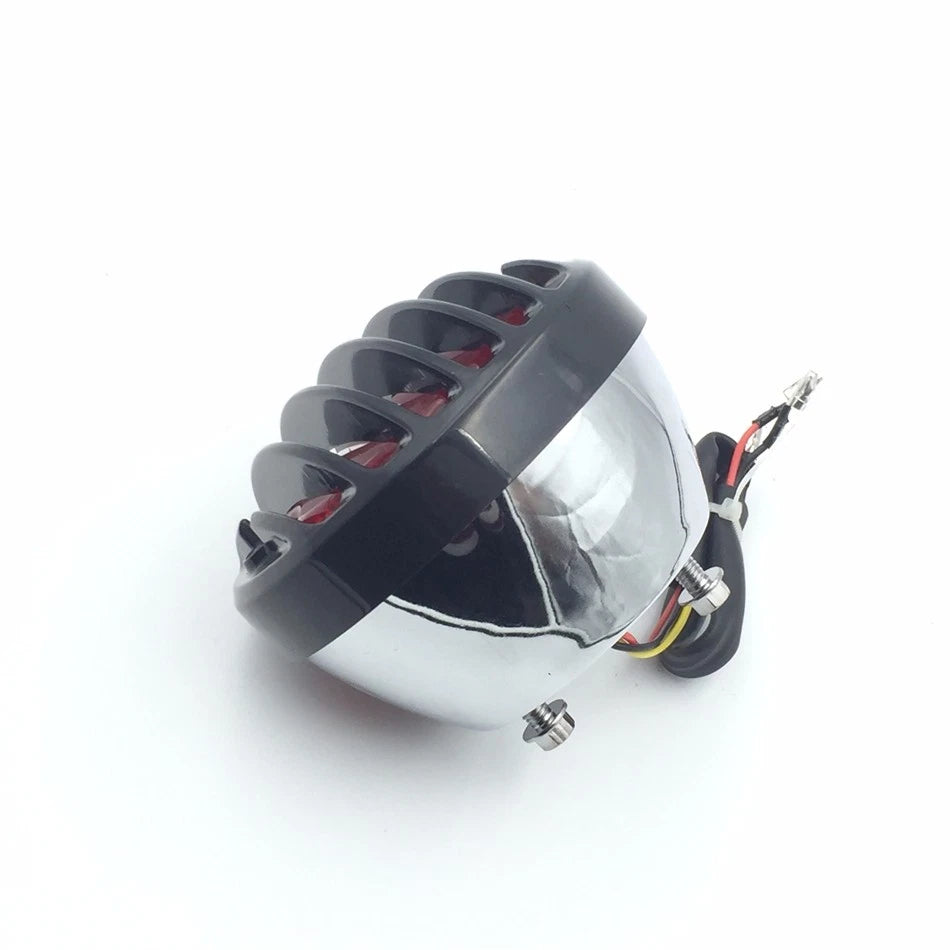 HTTMT Chrome Black LED Tail Brake Light for Custom Vehicles (Pre-Grilled)