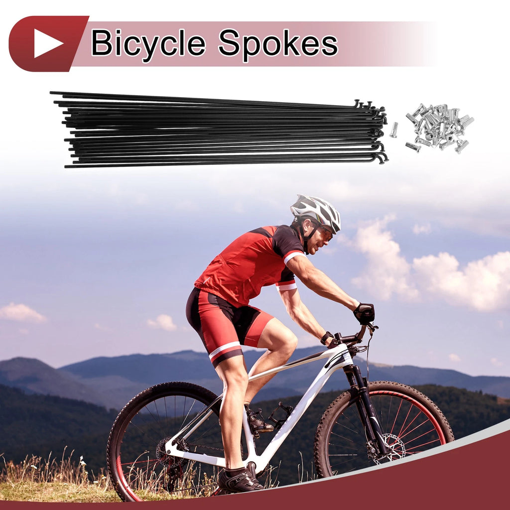Bicycle Spoke Set 263 mm Carbon Steel for 12G Wheels (Black)