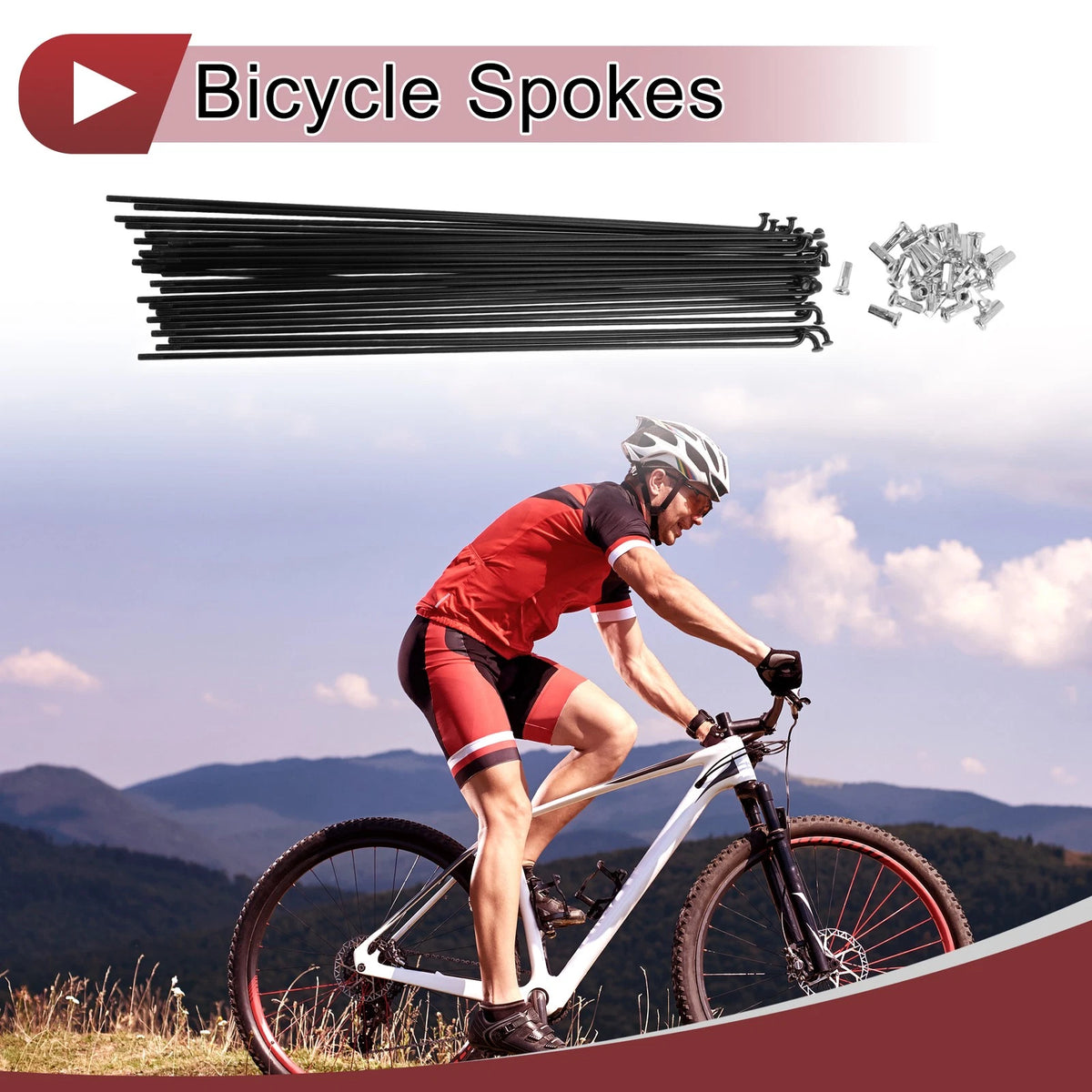 Bicycle Spoke Set 263 mm Carbon Steel for 12G Wheels (Black)