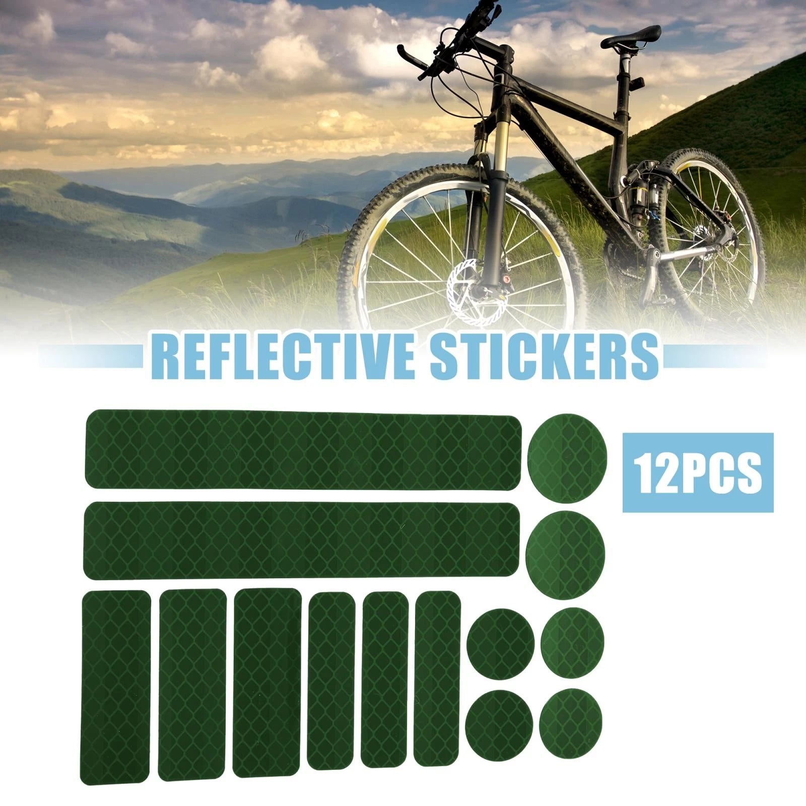 14pcs Bicycle Reflective Stickers for Helmet Adhesive Tape Reflector Green