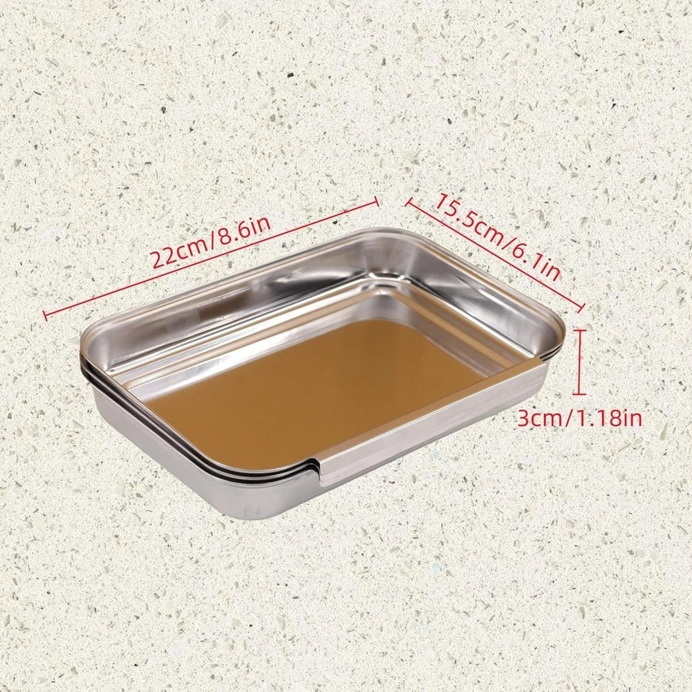 3Pcs Square Stainless Steel Seasoning Tray Set for Kitchen