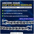 5/16" Boat Anchor Chain with 2 Shackles for Marine Use (HTG4)
