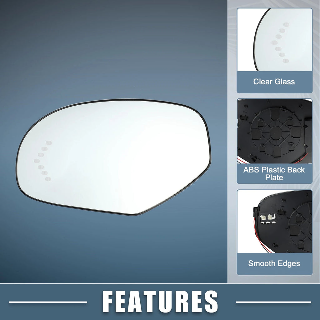 Heated Mirror Glass Driver Left Side Replacement for Chevy Silverado (2007–2013)