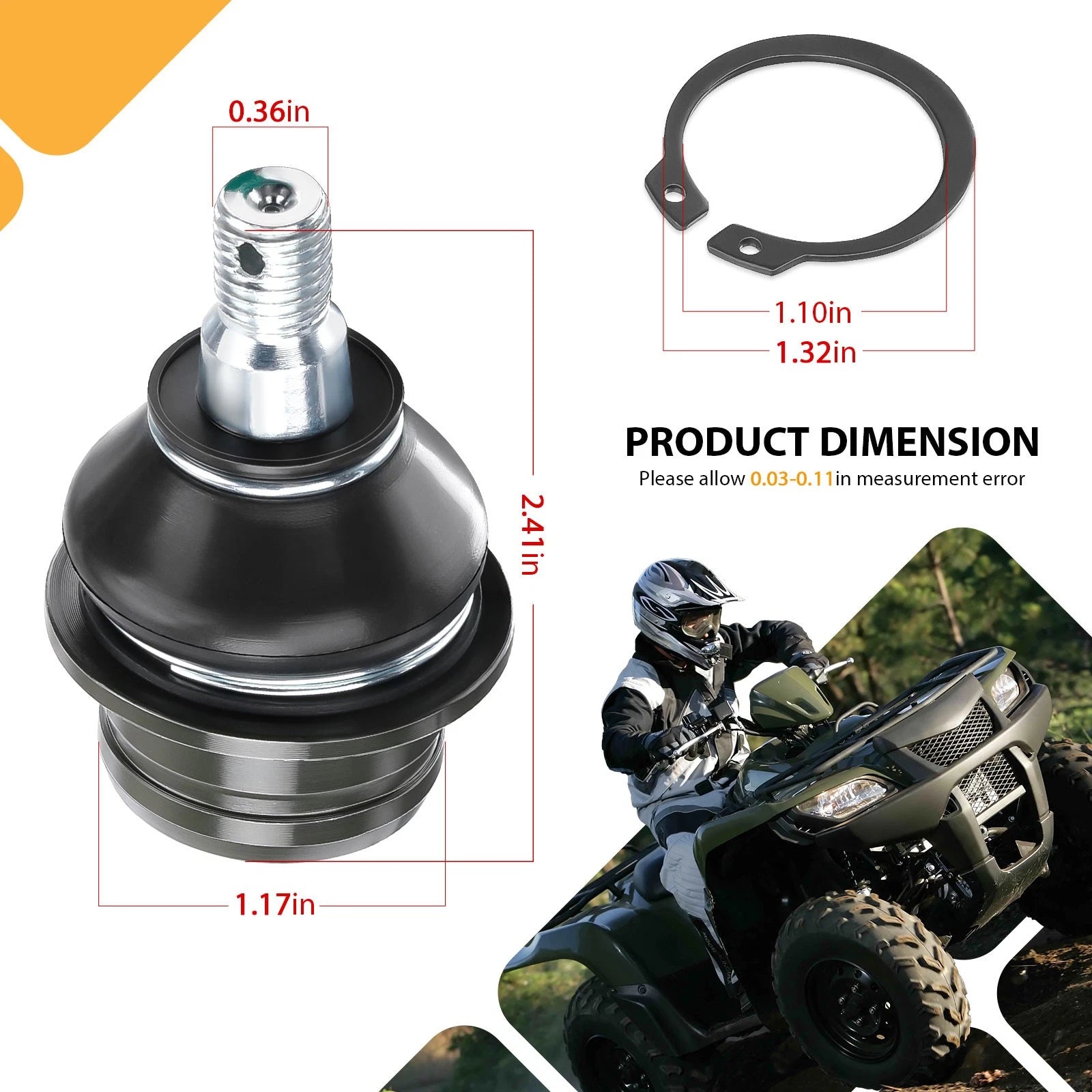 Set of 4 Front Upper Lower A-Arm Ball Joints for Suzuki King Quad 450 500 700 750