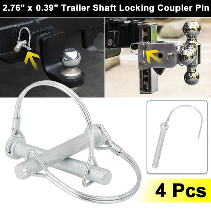 Trailer Coupler Safety Pin Set Locking for Car Boat D Shape 2.76x0.39 (4pcs)