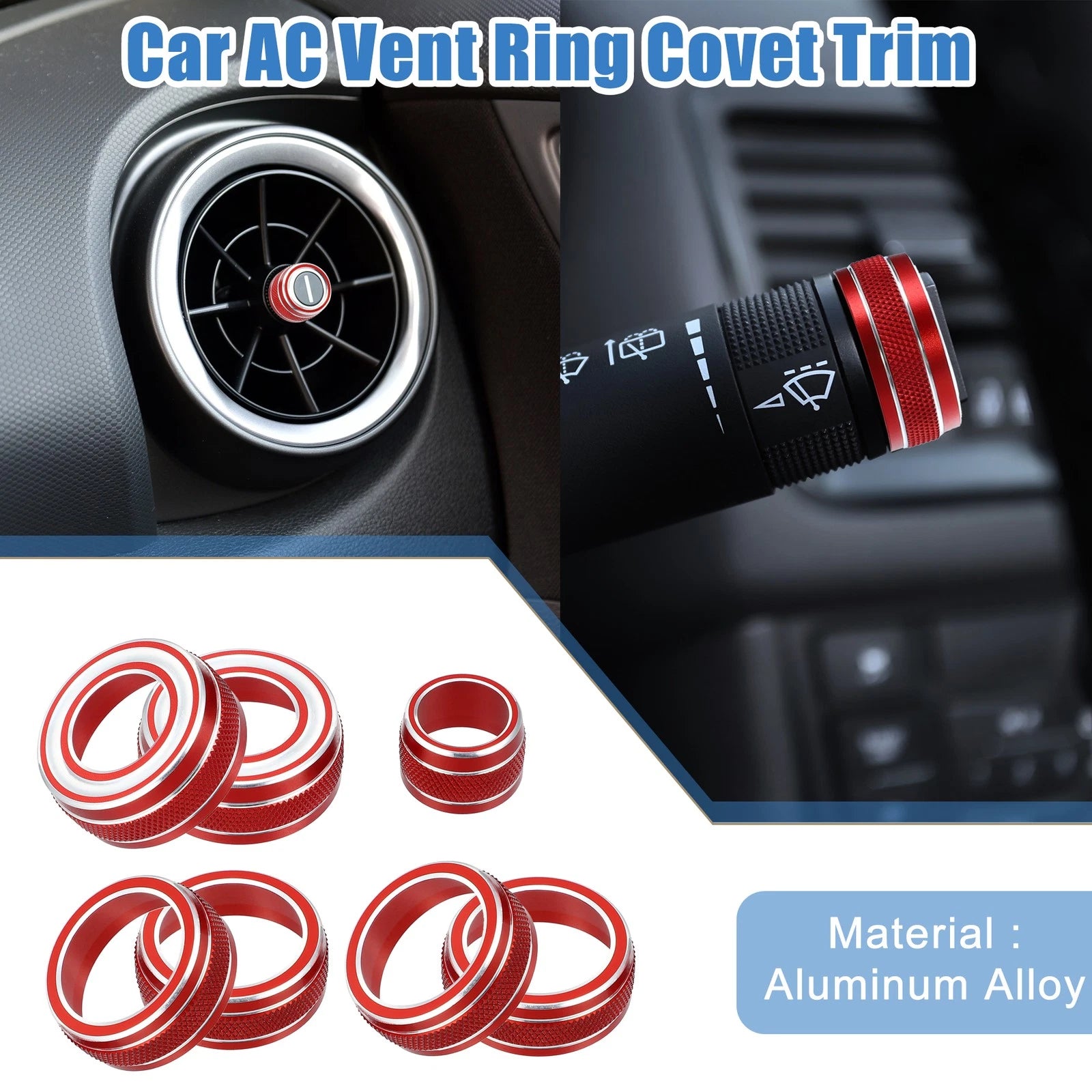 AC Vent Ring Chrome Trim for Chevy Camaro (2017–2021) Aluminum Red Set