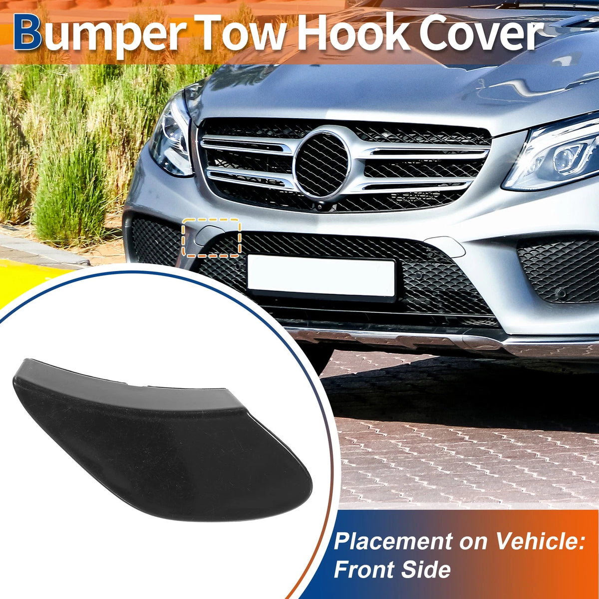 Front Tow Hook Cover Unpainted Replacement for Mercedes-Benz GLE (2016–2019)
