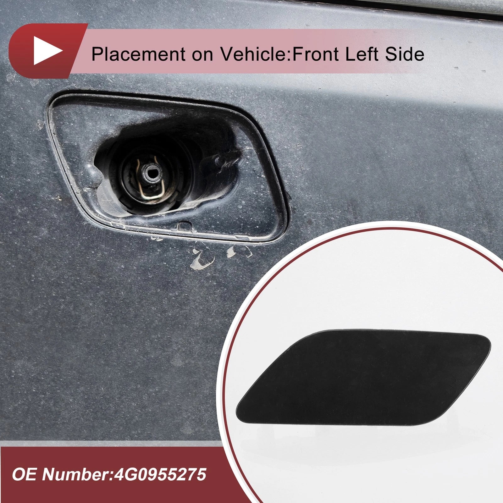 Front Left Washer Nozzle Cover Cap for Audi A6 C7 (2012–2017) 1 Pcs