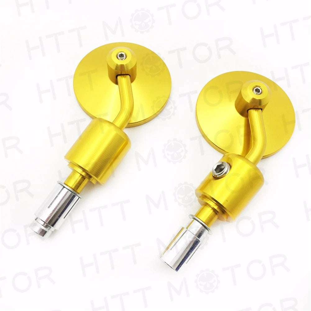 CNC Gold Rear View Handle Bar End Round Mirrors for Universal 1" 25mm