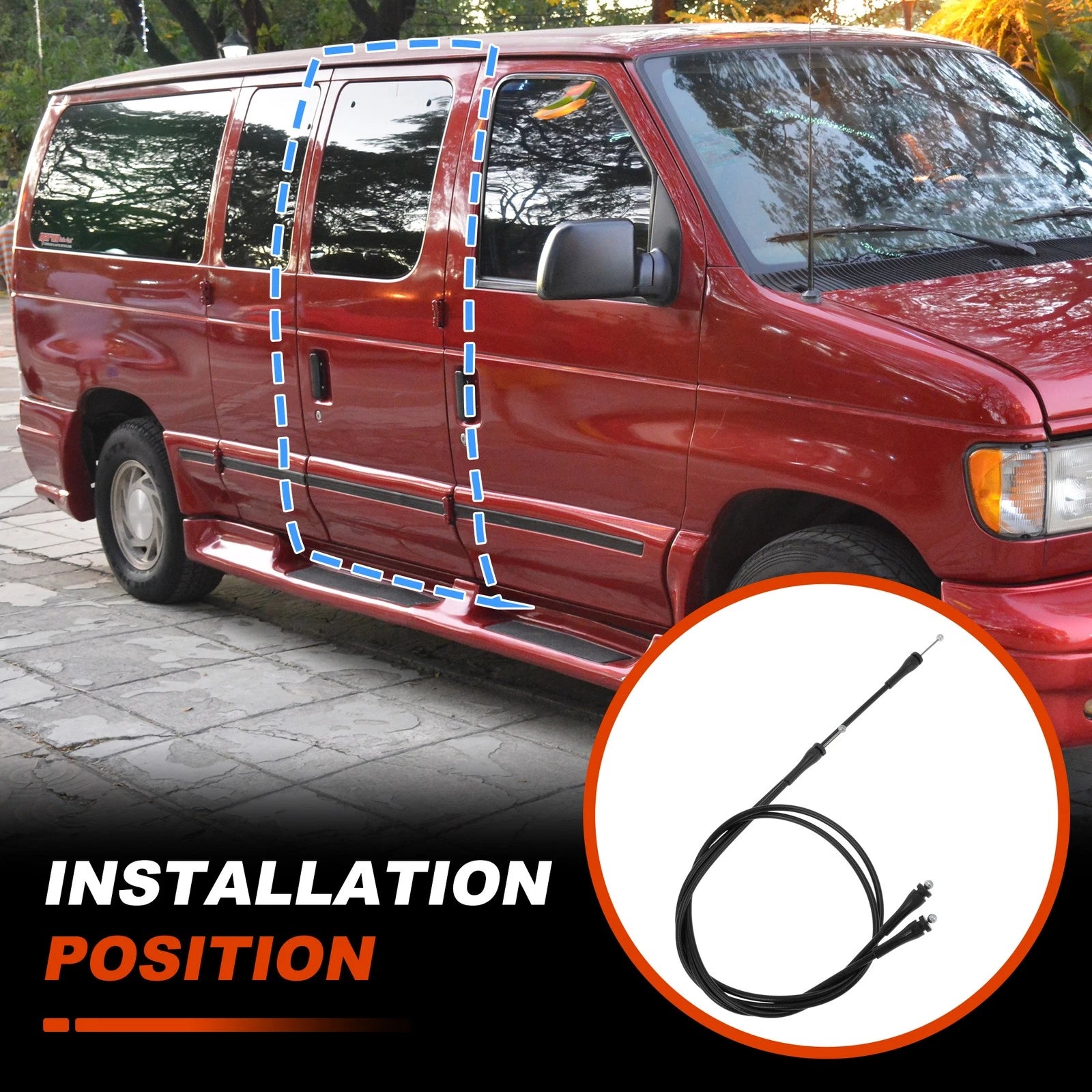 2pc Cargo Door Left Upper Lower Latch Release Cable for Ford E150 E250 E350 (1997–2022)