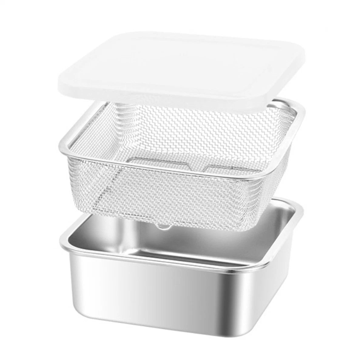 3 Pcs Stainless Steel Baking Pan Tray with Filter Basket for Storage
