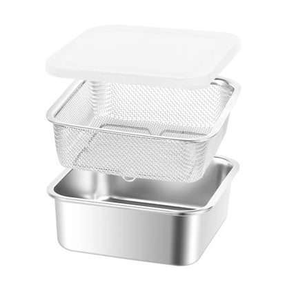 3 Pcs Stainless Steel Baking Pan Tray with Filter Basket for Storage