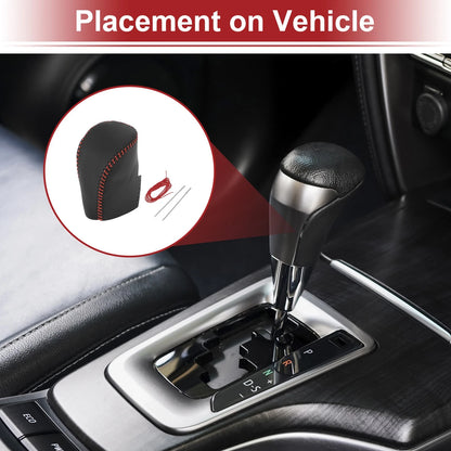 Gear Shift Knob Cover Replacement for Honda HR-V (2023–2024) Black Red Faux Leather