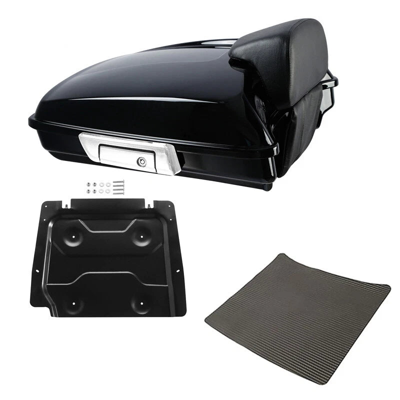 Black Razor Trunk Backrest Pad Base Plate for Harley Touring FLHX (2014–2026)