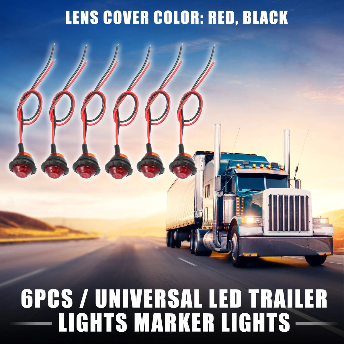 LED Trailer Lights 24V Waterproof Marker Lights for Truck (Universal) (6 Pack)