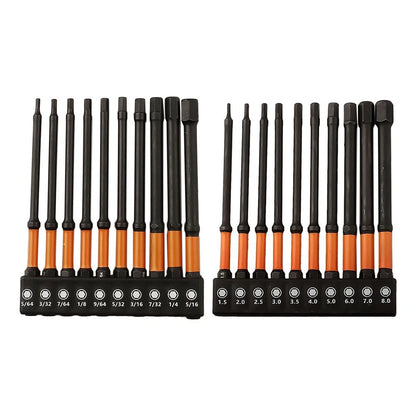 20pcs Hex Bit Set Metric SAE 100mm with Magnetic Holder