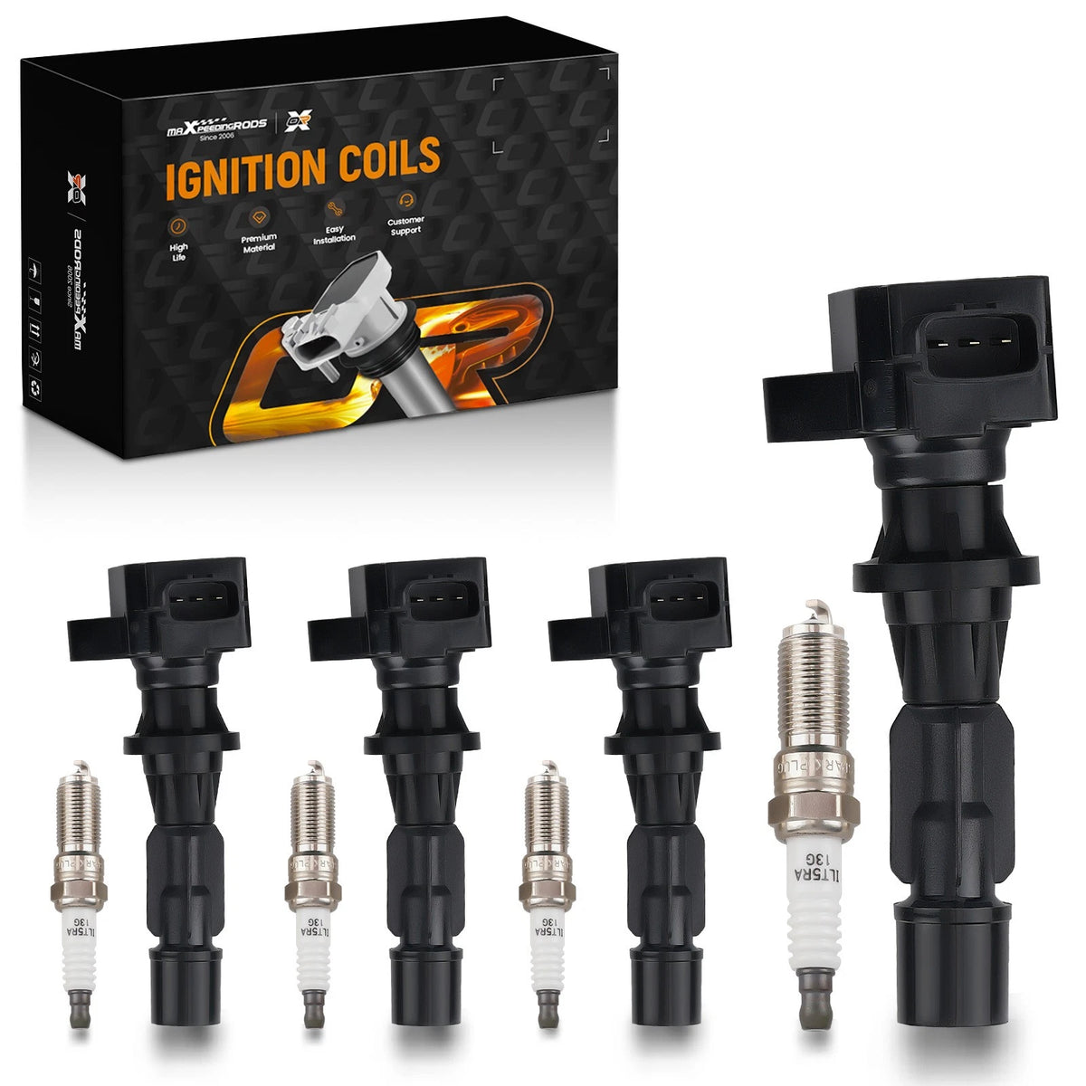 Set of 4 Ignition Coils + Spark Plugs for Mazda 3 6 CX-7 (2004–2013) UF540