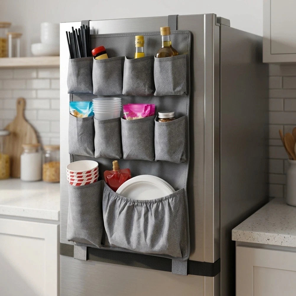15-Pocket Over Fridge Hanging Storage Bag for Utensils and Tools