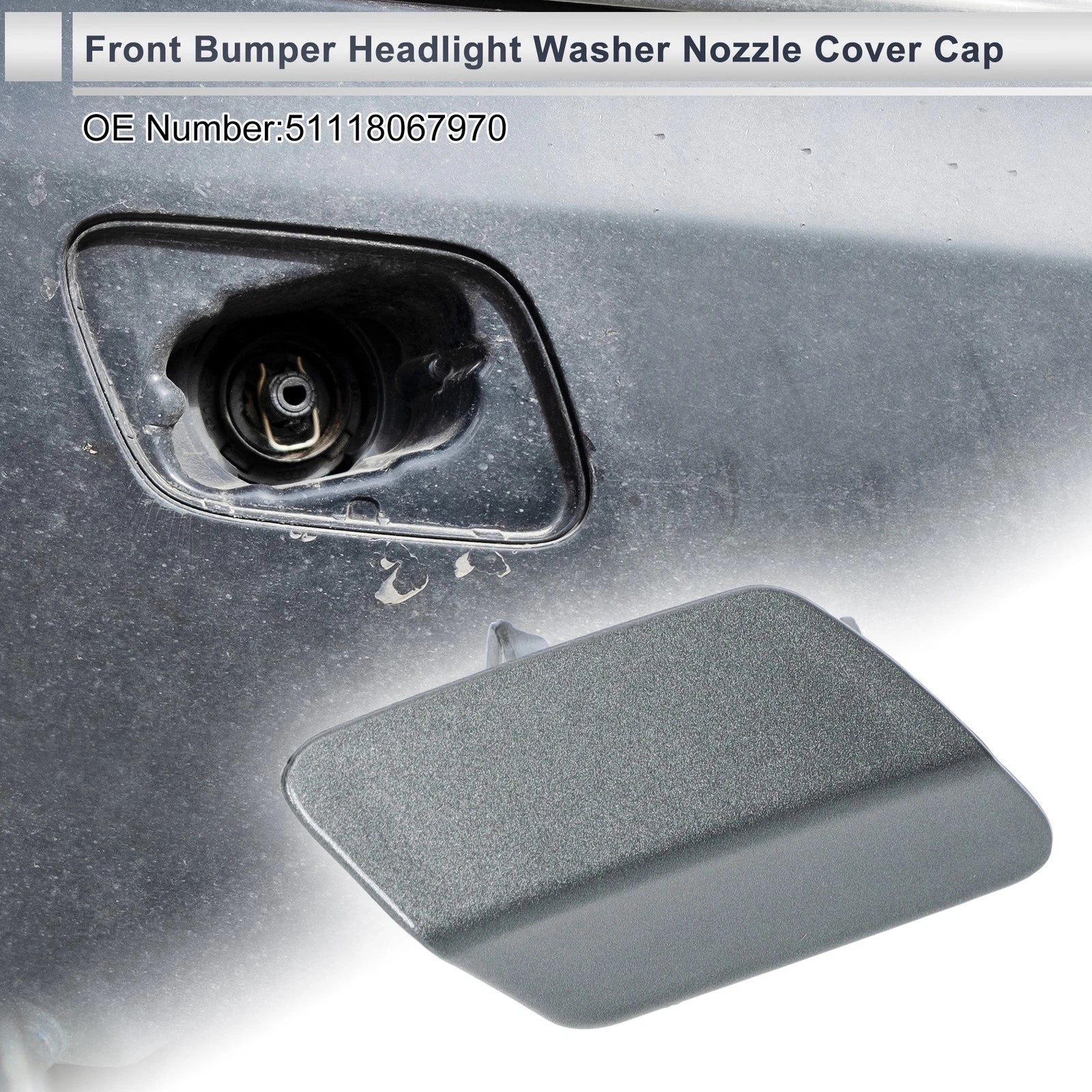 Headlight Washer Nozzle Cover Front Right Side for BMW 320i (2005–2019)