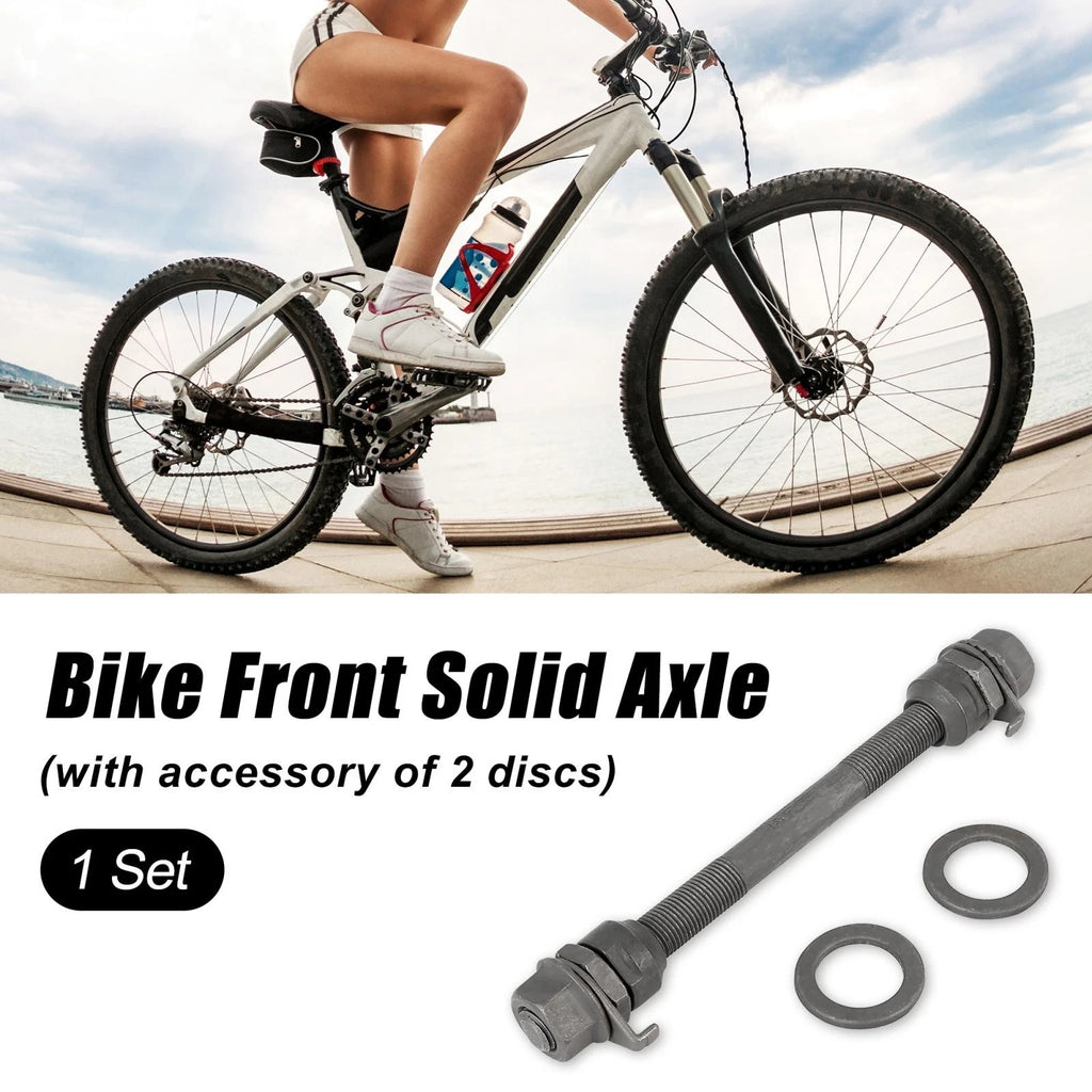 Front Wheel Hub Axle Solid Shaft 140mm for MTB Bicycle (Black)